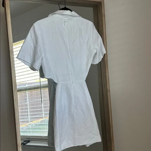 Zara White Short Sleeve Cutout Blazer Dress with Black Trim - Picture 5 of 6